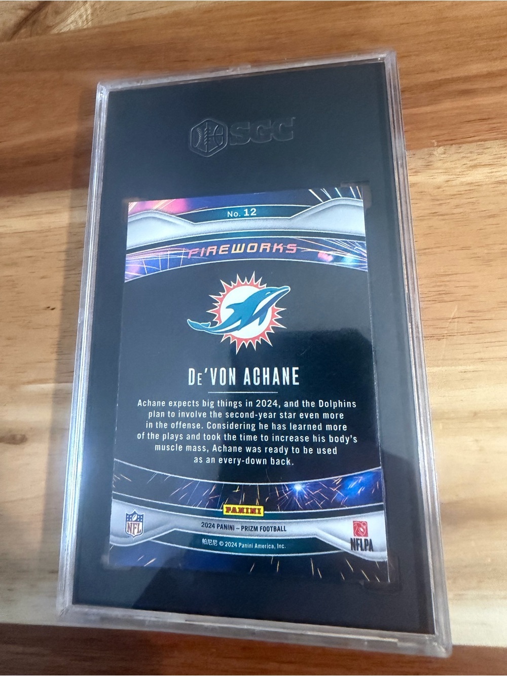 Panini Fireworks De'Von Achane Card - Blue & Teal Accents